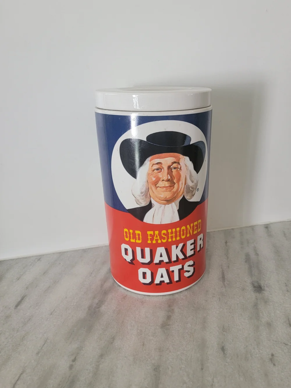 Quaker Old Fashioned Red & Blue Storage Canister